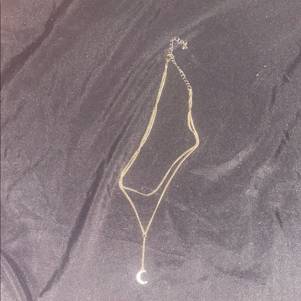 Gold Crescent Moon Pendant Necklace